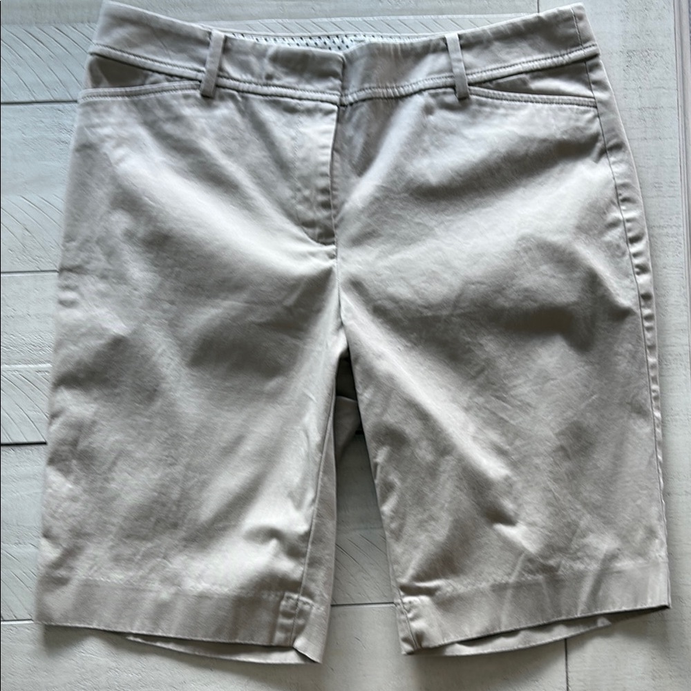 Talbots Tan Bermuda Shorts Relaxed Fit Cotton Blend